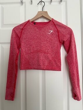 Gymshark Coral Heathered Vital Cropped Long-Sleeve Top
